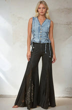 Black Denim Lace Wide Leg Jeans