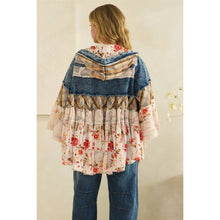 Denim Floral Ruffle Hooded Lace Flannel Oli+Hali Jacket