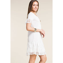 Cream Short Sleeve Dress with Lace Details