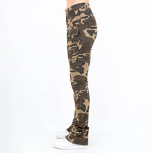 Olive Camo Patchwork Stacked Pants
