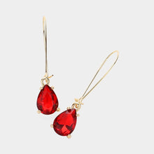 Dark Teardrop Stone Cushion Dangle Earrings