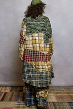 Camo Multi Long Sleeve Plaid Woven Varied Patchwork Maxi POL Shirt Jacket