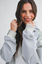 Blue Striped Zip Hoodie
