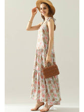 Mauve Floral Strap Tie Sleeveless Dress