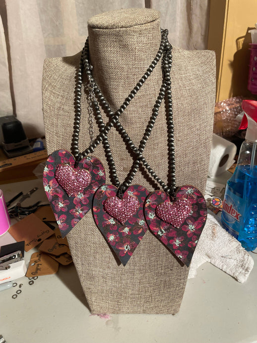 Handpainted  Leather Heart Gypsy South Necklace