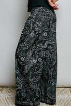 Vintage Washed Printed Twill Wide-Leg Woven Pants: BLACK PAISLEY