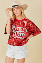 Red Game Day Sequin Top