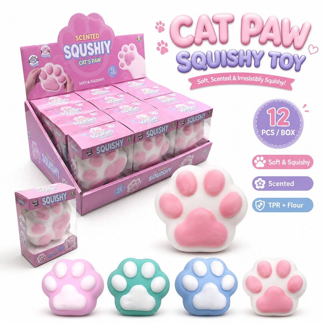 12pk Cat Paw Flour Filled Squishy Squeeze Toy Scented Sensory Toy