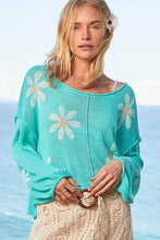Paradise Mint Round neck balloon sleeve floral prints POL Sweater