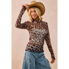 Leopard Mesh Long Sleeve Top