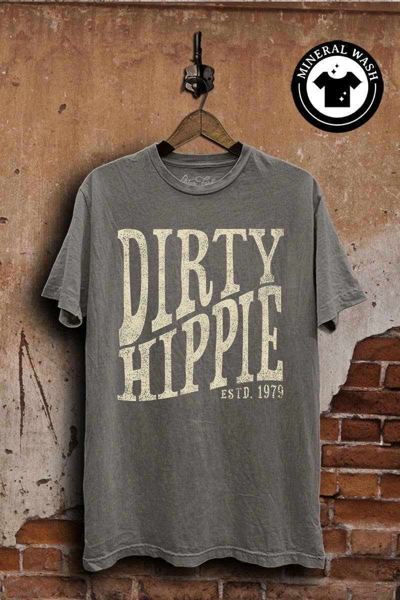 Stone Grey Mineral Wash Dirty Hippie Graphic Top