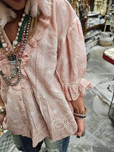 Pink Eyelet Linen Rare Bird Top