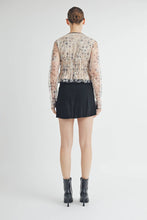 Cream Sheer Embroidered Mesh Peplum Top with Polka Dot Detail