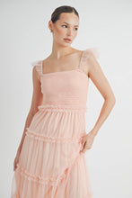 Pink Romantic Tiered Tulle Smocked Maxi Dress