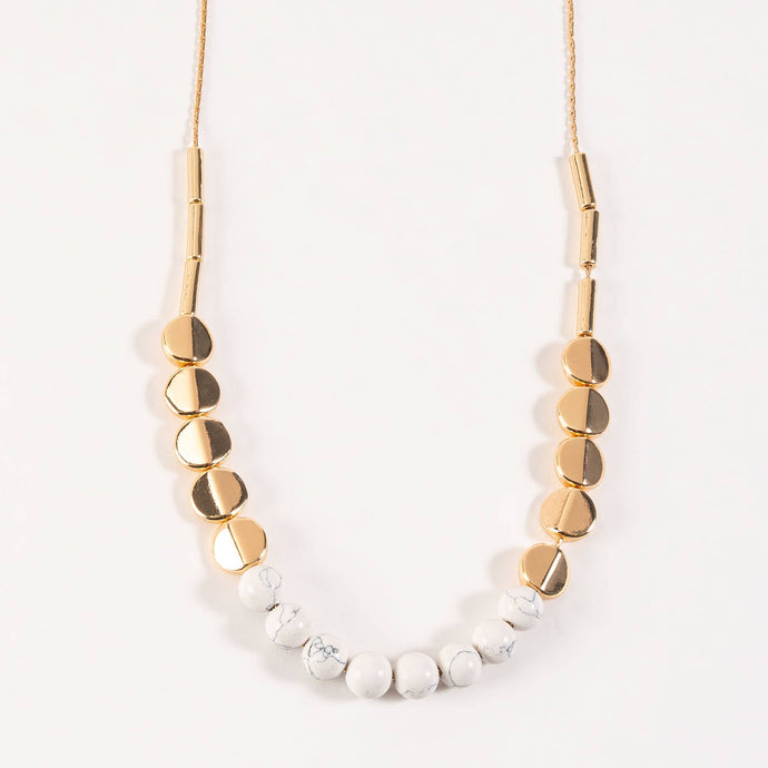 Lana Howlite Stone Gold Disc Beaded 28