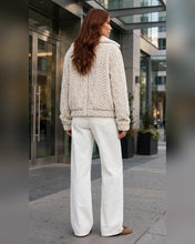 Cream Textured Zip-Up Teddy Jacket