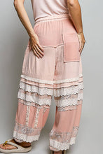 Pink Double Gauze Trim Floral Patch Waistband Jogger POL Pants