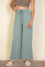 Drawstring waist wide leg minimalist pants: Taupe / L