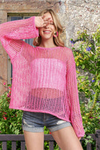 Hot Pink Sequins Accent Crochet Cover Up