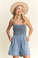 Denim Smocking Top Romper