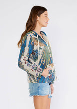 Natural Teal Long Sleeve Zipper Front Tapestry Hoodie Lovestitch Jacket