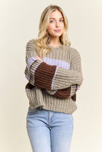 Olive Multi Striped Crew Neck Sweater