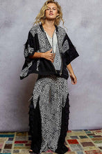 Black Leopard pattern lace detail printed knit waistband POL pants