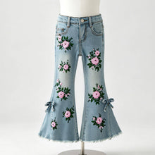 Kids Painted Distressed Rosebud Denim Flare Jeans