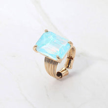 Black Emerald Cut Stone Adjustable Ring