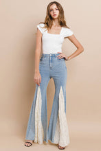 Light Denim Lace Detail Wide Leg Jeans
