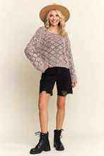 LONG SLEEVE DIAMOND KNIT SWEATER - CESW3862: CHARCOAL / S-M-L(2-2-2)