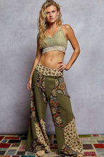 Olive Double gauze varied printed patchwork woven POL pants