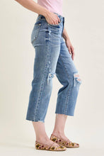 Light High Waist Judy Blue Jeans w/ Destroy Crop Wide Leg