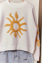 Ivory Cozy Knit Mello Sweater with Bold Yellow Sun Patch