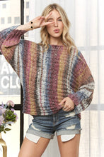 Burgundy Multi Boat Neck Stripe Sweater