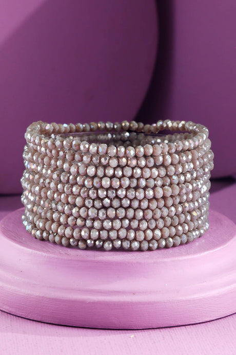 Grey 10 Piece Beaded Stackable Boho Bracelet