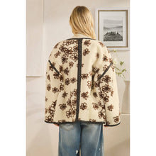 Ecru Oversized Floral Front Button Metal Clasps Oli+Hali Jacket