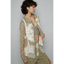 Blue Multi Plaid pattern with peace patch POL shirt