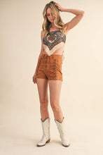 Camel Suede Lace Up Micro Shorts