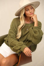 Terra Moss Pullover With Exaggerated Ruching Sleeves