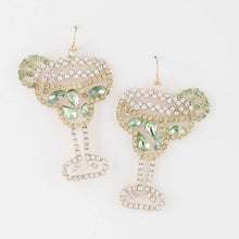 Gold Jeweled Lime Cocktail Earrings