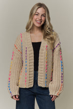 Ivory Multicolor Stitch Knit Cardigan