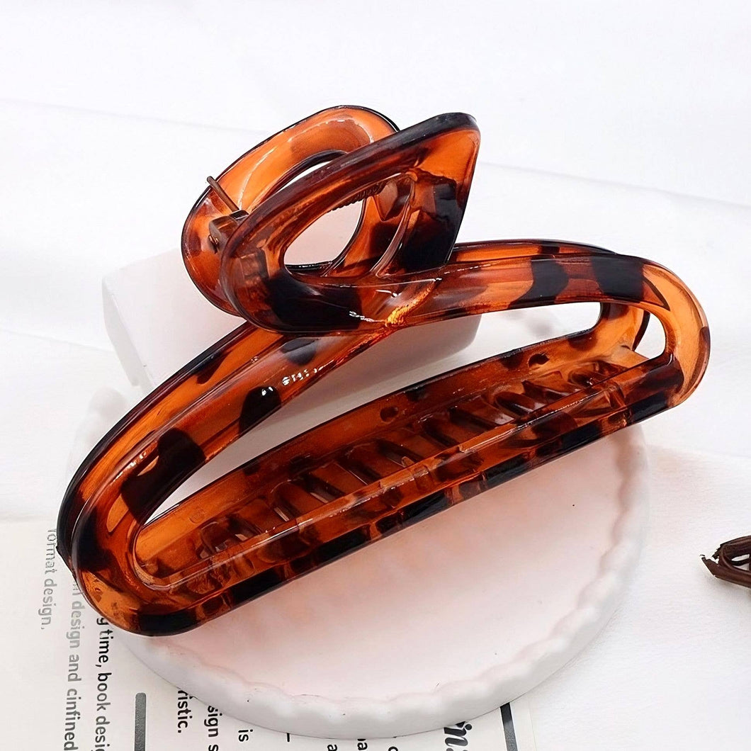 12pk Leopard Solide Open Hair Jaw Clip