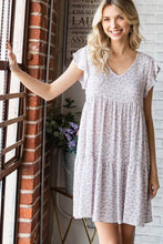 Lavender Floral Flutter Sleeve Mini Dress