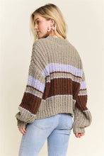 Olive Multi Striped Crew Neck Sweater