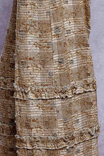 Camel Multi Vintage Distressed Plaid Ruffle Hem High Rise Wide Leg POL Pants