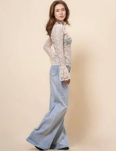 Beige See Sheer Lace Blouse Layering Top