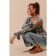 Black Floral Intarsia Button Up Cardigan