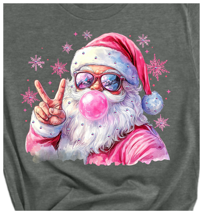 Natural Bubble Santa Rhinestone Graphic Tees