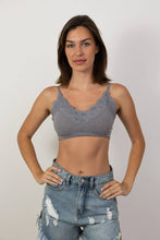 Grey Ultra Soft Lace Trim Ribbed Padded Seamless Bralette